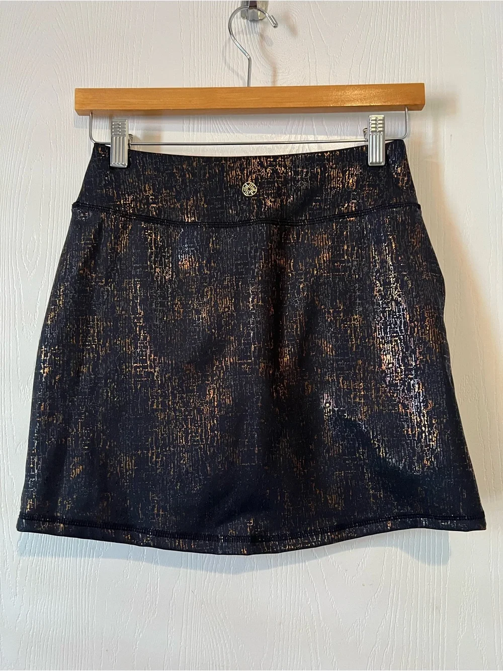 Lilly Pulitzer Luxletic Sabbia Skirt Time to Tiki Foil Black Metallic Women XXS